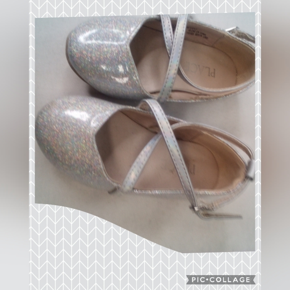 Silver little girl dress shoes